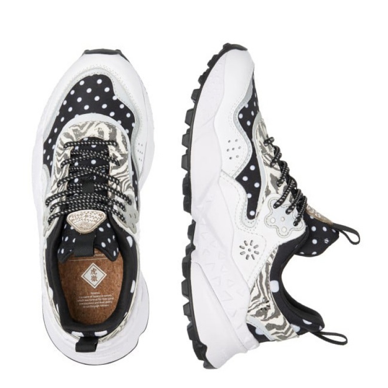 Black / White Flower Mountain KOTETSU Women's Shoes | NZGKRCQ