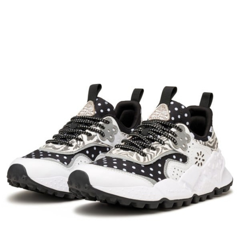 Black / White Flower Mountain KOTETSU Women's Shoes | NZGKRCQ