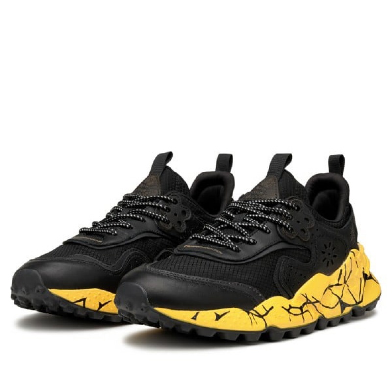 Black / Yellow Flower Mountain KOTETSU UNI Women's Shoes | NZDPQEF