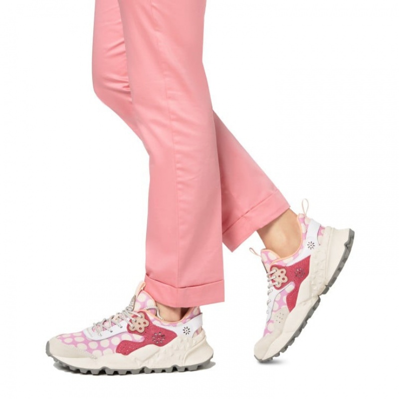 White / Pink Flower Mountain KOTETSU Women's Shoes | NZESBVL