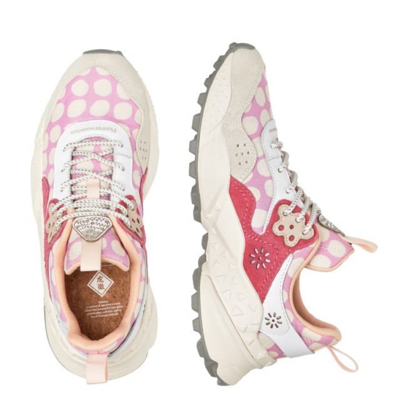 White / Pink Flower Mountain KOTETSU Women's Shoes | NZESBVL